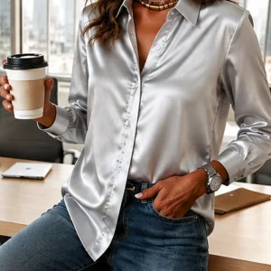 The Orelvara Celeste Satin Blouse